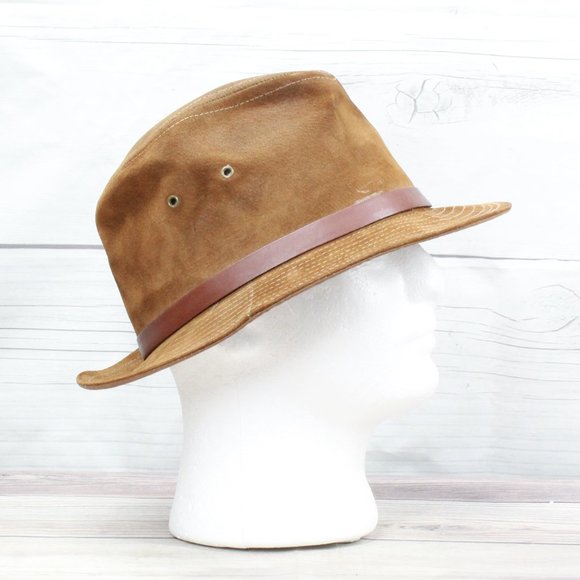 Union Made Brown Genuine Suede Leather Banded Lined Hat Size Medium - Picture 4 of 10